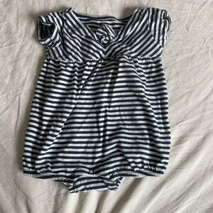 Tea Collection Navy and White Striped Bodysuit